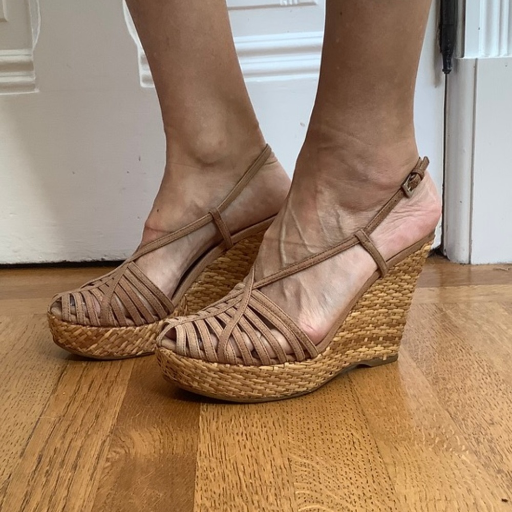 Prada Tan Woven Wedges - Picture 2 of 7